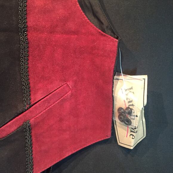 Katch Me Retro Cowboy NWT BoHo Vintage Western Suede Leather Vest M U - Picture 5 of 8